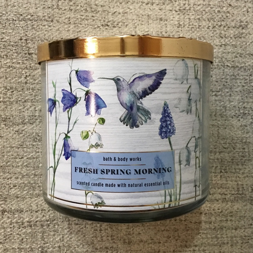 BBW Bath Body Works FRESH SPRING MORNING 3 Wick CANDLE 14.5oz Unused